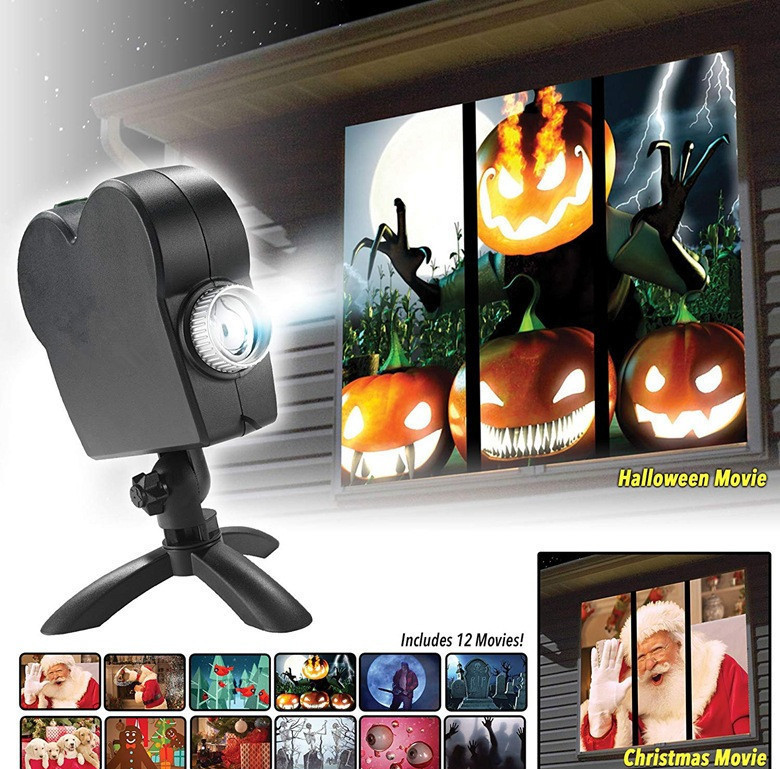 Christmas Halloween Laser Projector 12 Movies Disco Light Mini Window Home Theater Projector Indoor Outdoor Projector