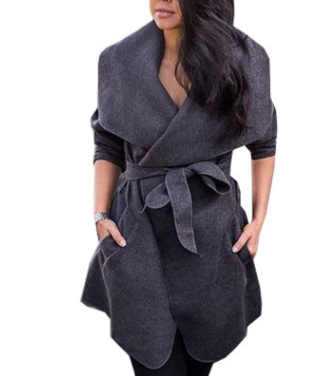 Woolen coat autumn and winter belt large size woolen coat in the long section