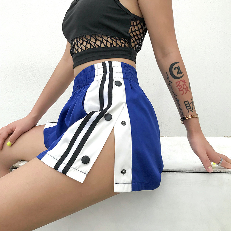 Wide leg shorts female summer 2021 new foreign trade Amazon hot thin section four-button buckle split casual sports hot pants
