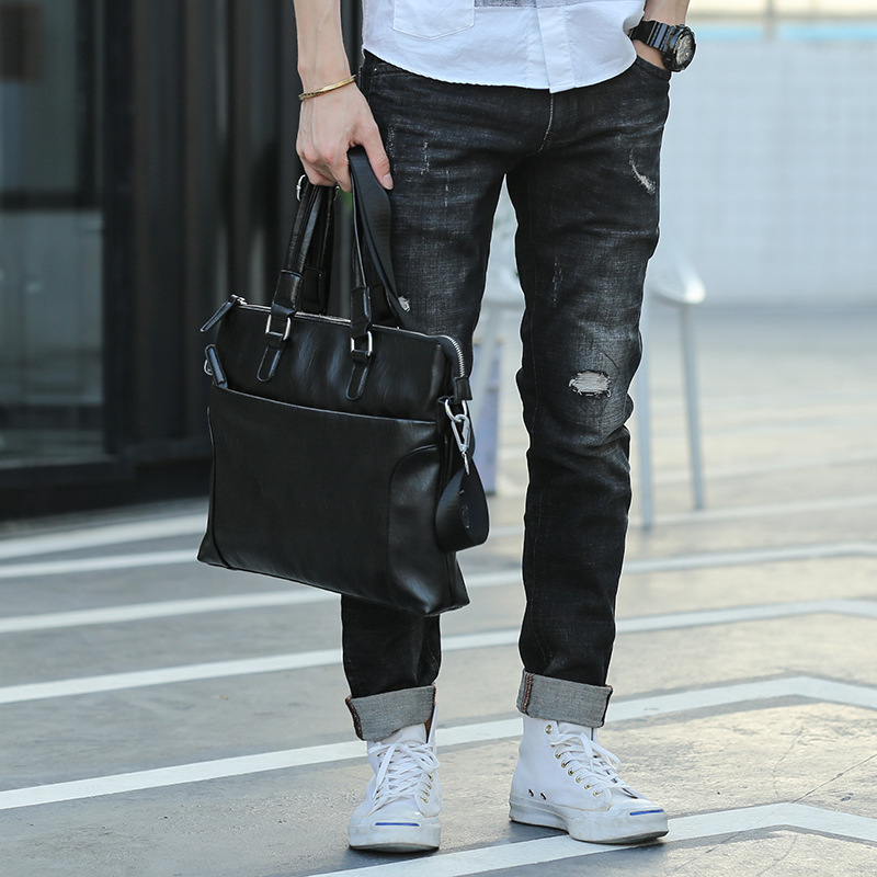 Men's handbag pu cross section business bag men's bag