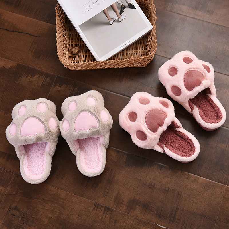 Manufacturers selling 2021 new couples and women winter cotton slippers paws cotton slippers wholesale