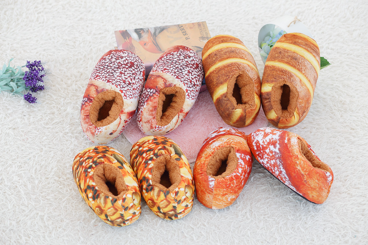 Baked Bread Plush Slippers