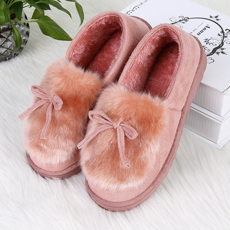 Ladies winter cotton slippers bow Home Furnishing plush suede thickened bag with warm indoor antiskid shoes in Cixi