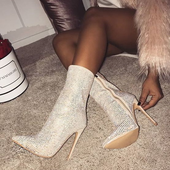 Women's boots pointed rhinestone high heel boots autumn and winter women's shoes