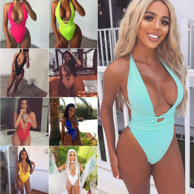 Explosion models women's one-piece swimsuit sexy braided bandages Europe and the United States bikini