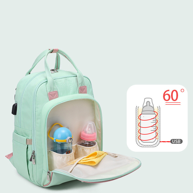 Bottle Heating Multi-Function Mommy Bag Waterproof Travel Baby Backpack With USB Interface