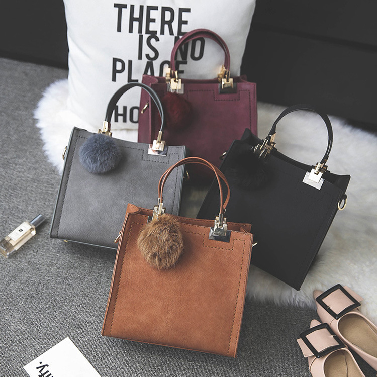 Factory wholesale hair ball bag handbag shoulder bag simple small scrub bag retro shoulder bag girls cross