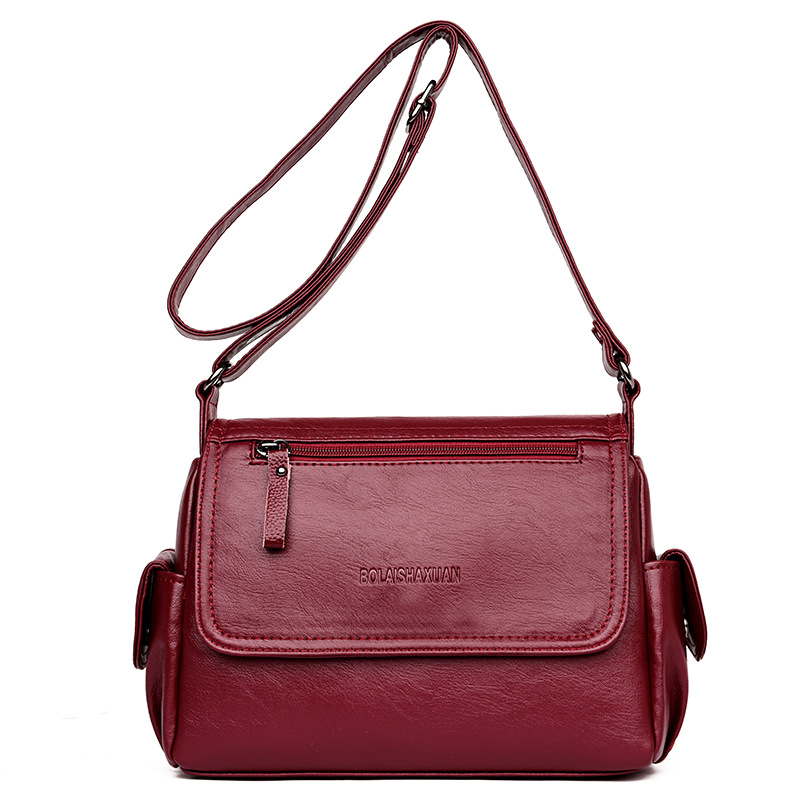 2021 spring and summer middle-aged mother Messenger bag shoulder bag soft leather handbags wild travel shopping with the party bag
