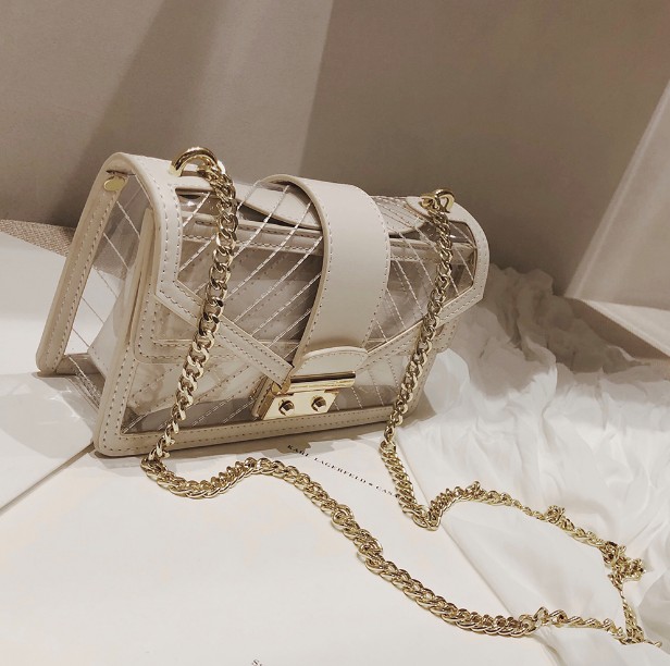 Transparent small square bag chain bag