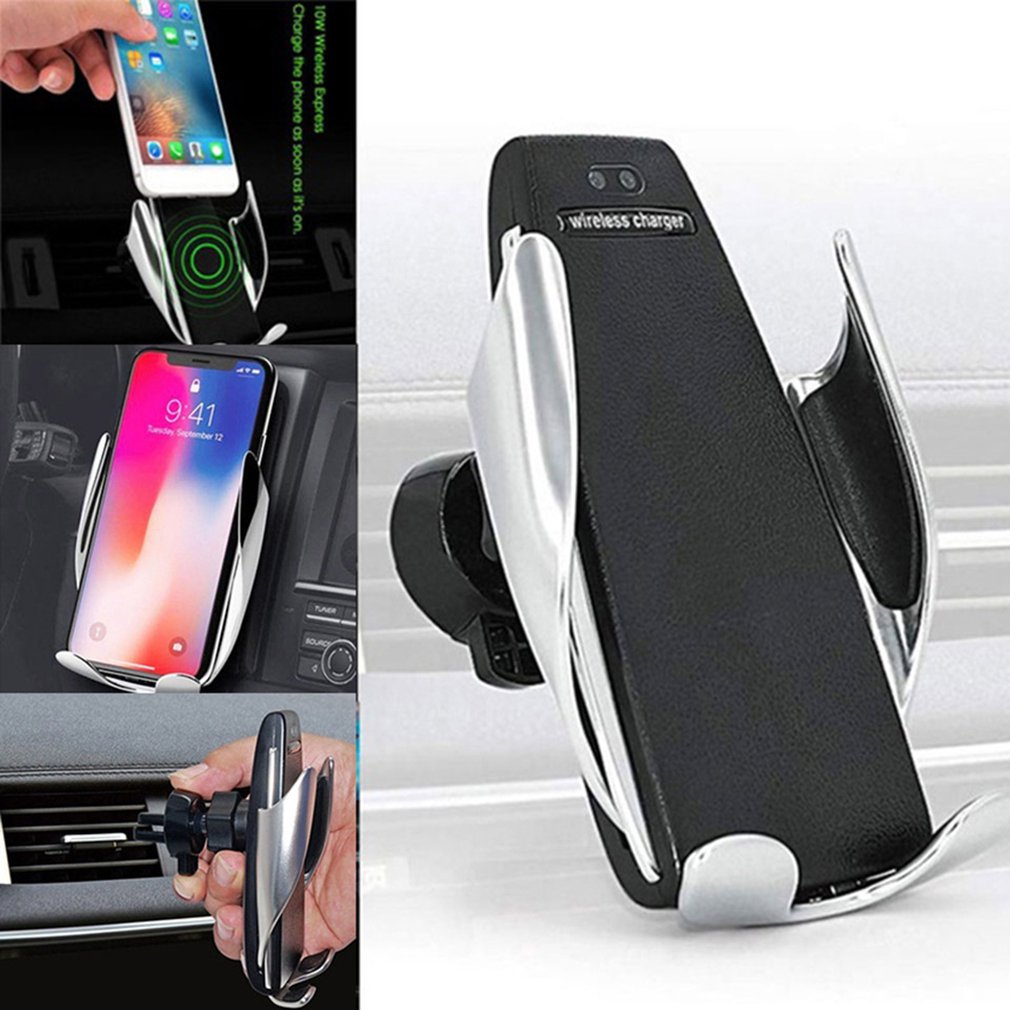 Compatible with Apple , Car Wireless Charger For Apple 11 Samsung Xiaomi 10W Induction Car Fast Wireless Charging With Car Phone Holder S5