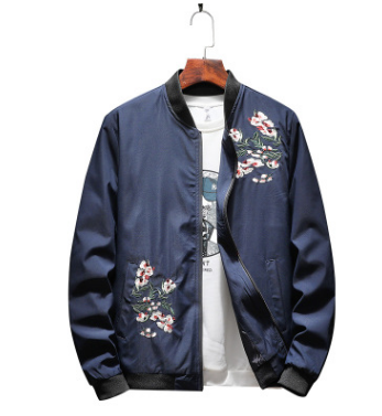 Spring and autumn thin men's baseball collar embroidered jacket Slim wild casual fashion jacket men
