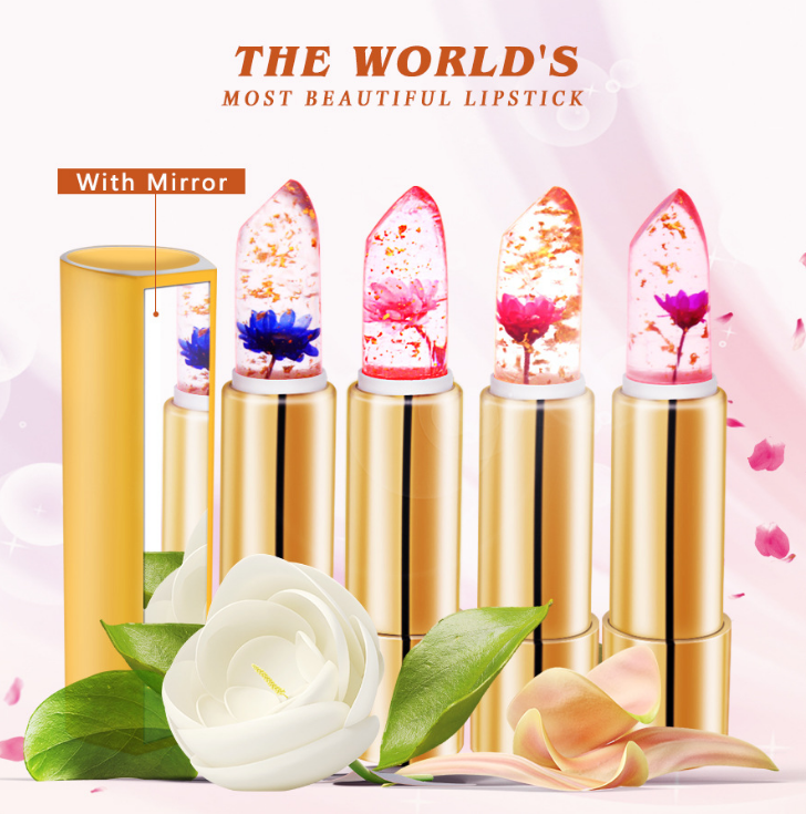 Cross-border Explosion for Moisturizing, Moisturizing and Colouring Lipstick Moisturized by Milome  Flowers Temperature-changing Jelly Lipstick Transparent Jelly
