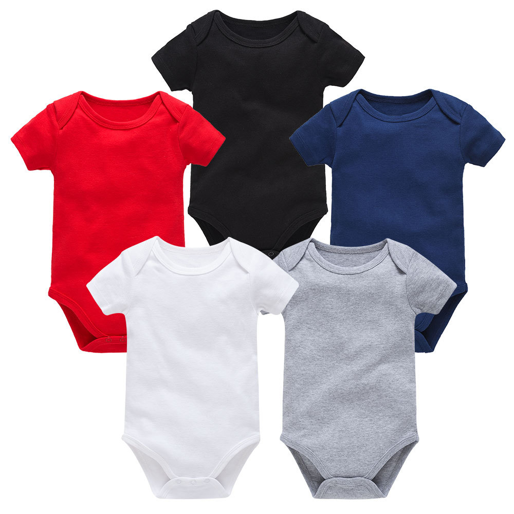 Cotton Short-Sleeved Baby Romper Printed with Custom Design