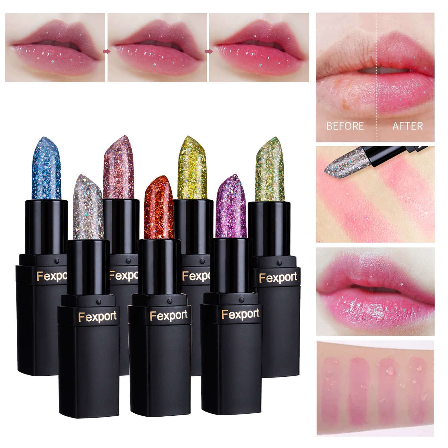 Seven-color diamond temperature change lipstick color lipstick lipstick