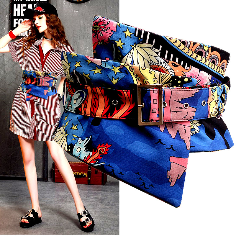 Chinese style printed and painted belt