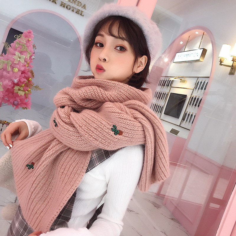 Wild knit long thick scarf