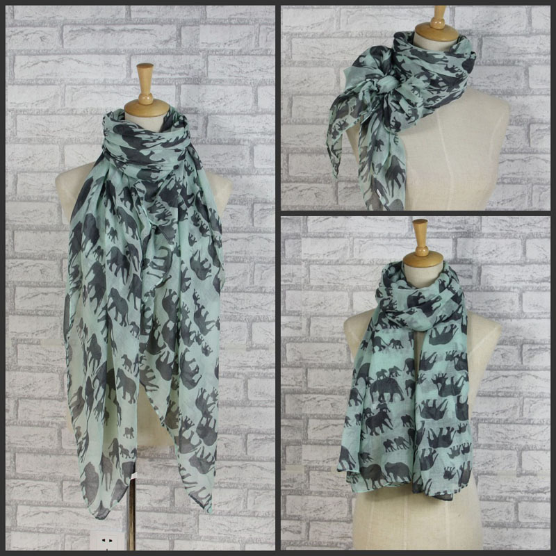 Fashion elephant print animal pattern Bali yarn shawl scarf