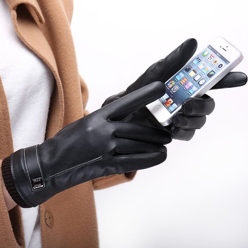 Women's leather touch screen gloves