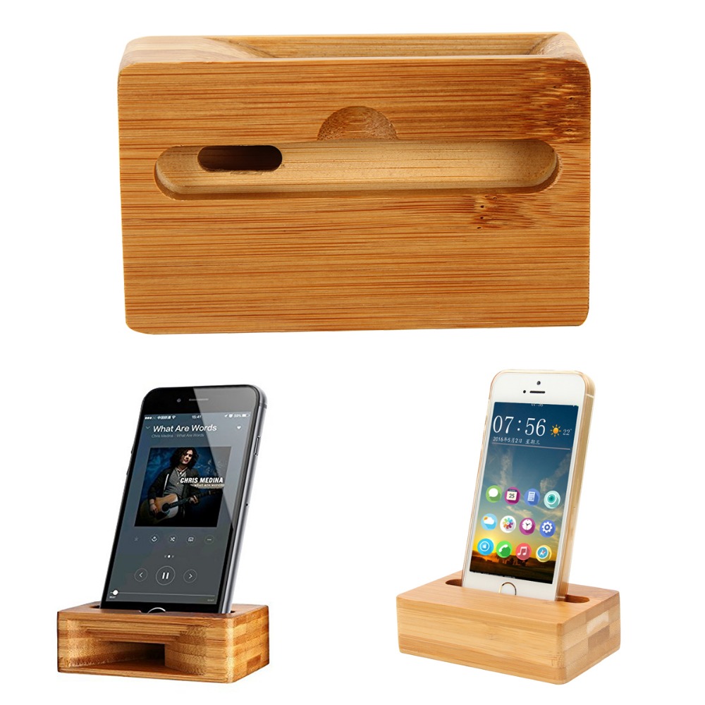 Compatible with Apple , Bamboo wood phone loudspeaker