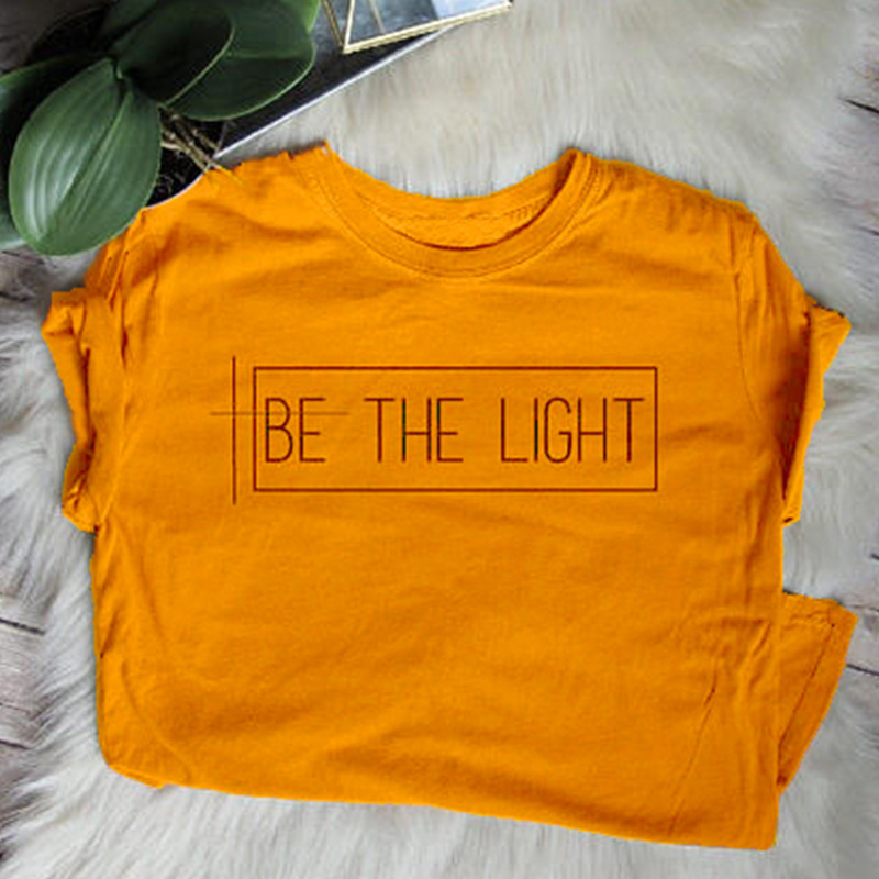 2021 speed sell Amazon summer BE THE LIGHT letter print short-sleeved T-shirt men and women casual tops