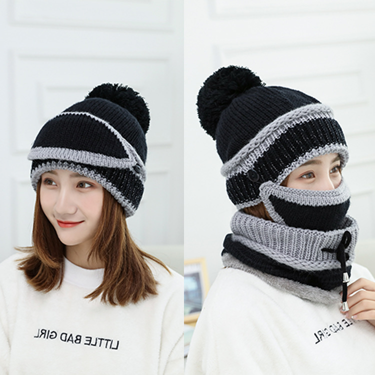 Wool Plus Velvet Warm Hat Hat Collar Headgear