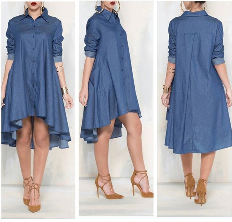 2021 Fast Selling Wish Europe and America Fashion Long Sleeve Denim Shirts Loose Large Size Women''s Wear Explosion