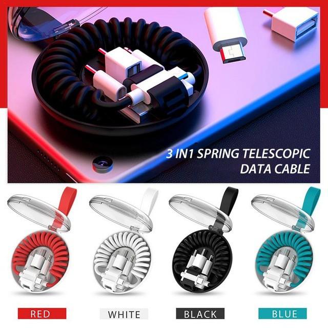 Compatible with Apple , 3 In 1 Spring German Data Cable Adapter