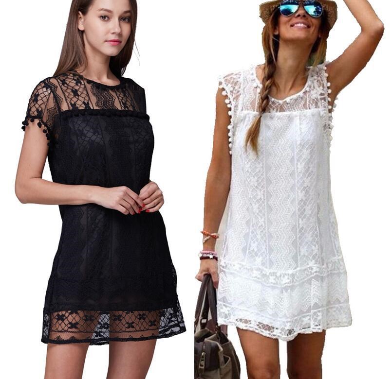 Lace Elegant Hollow Out Shoulder One-piece Dress