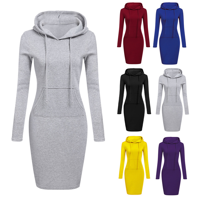 Hooded lace-up pocket long-sleeved sweater
