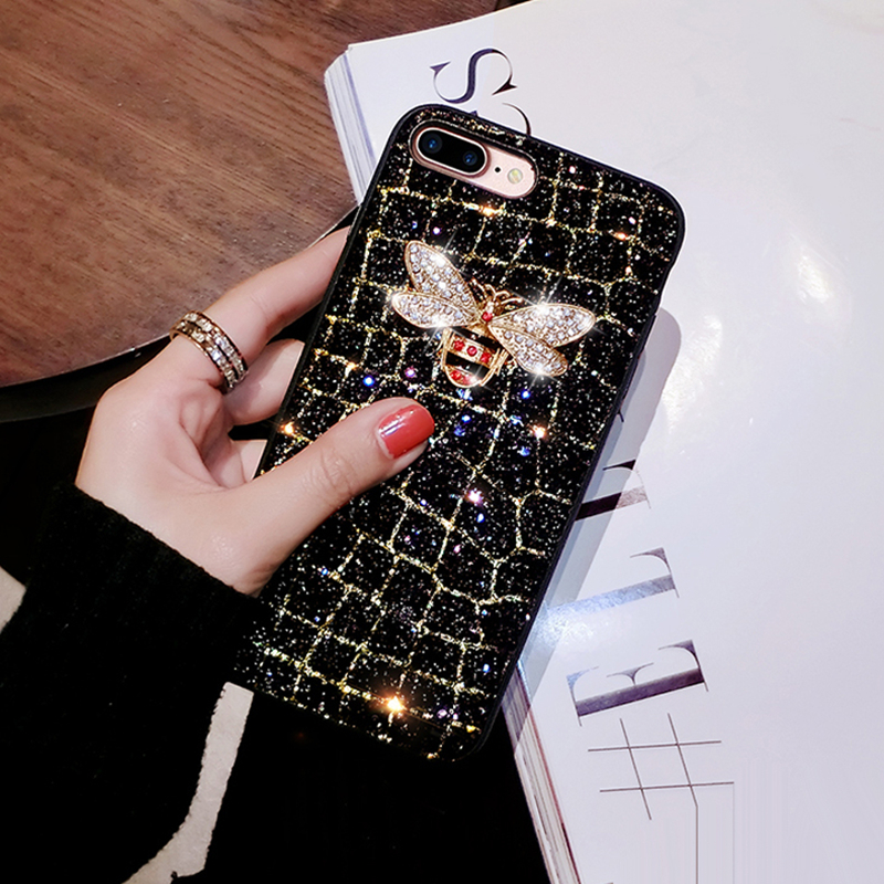 Glitter bee phone case