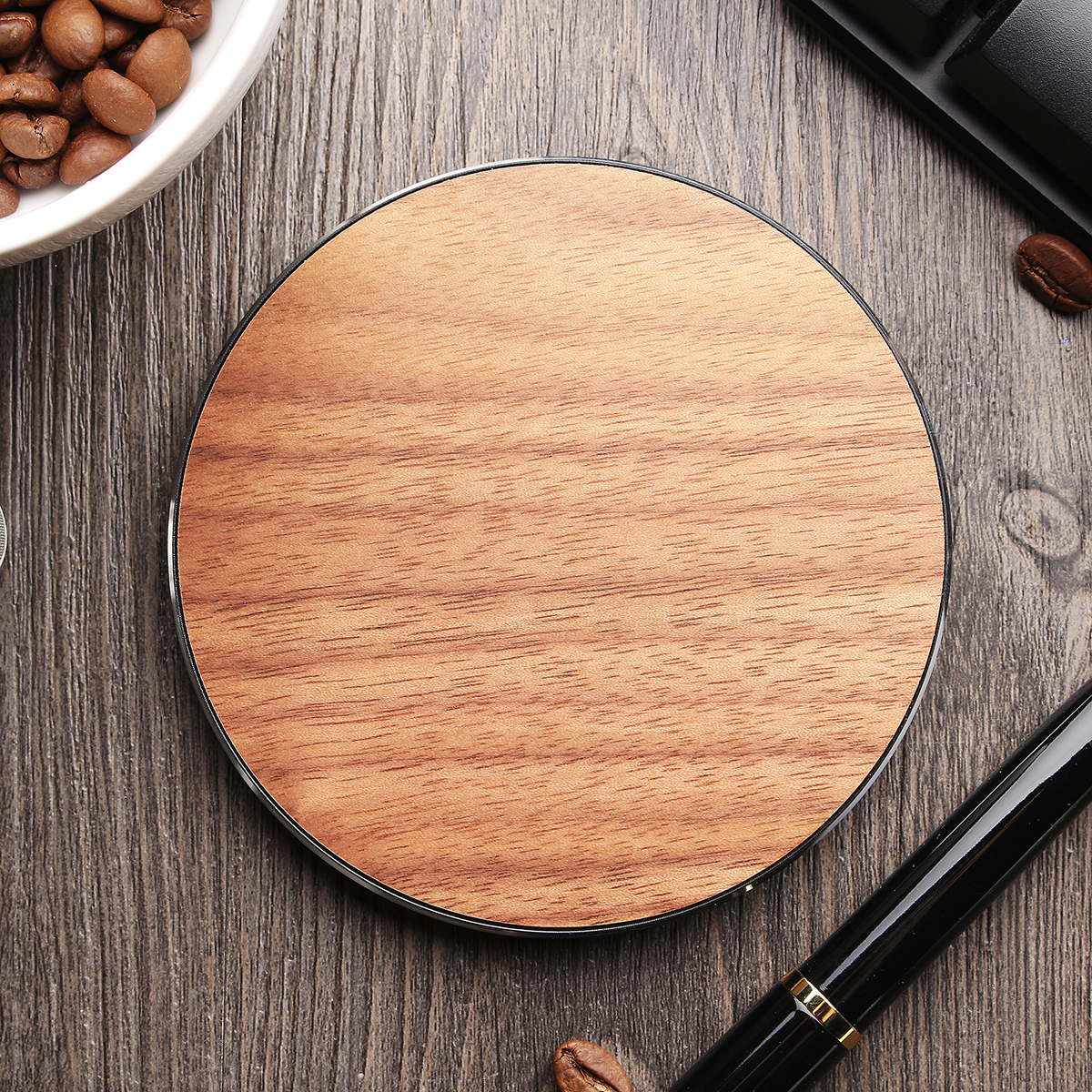 Compatible with Apple, 10W Qi Wireless Metal Wooden LED Fast Desktop Charger Pad for iPhone X 8 Plus S8 S9 Note 8