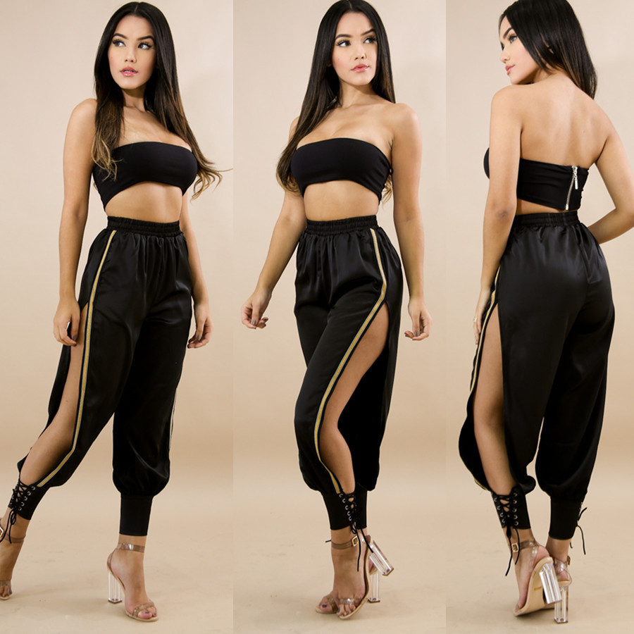 Phnom Penh striped opener eye bandage pants