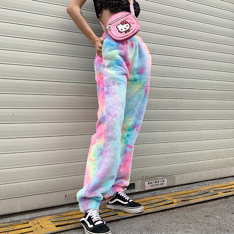Rainbow lamb high waist slacks