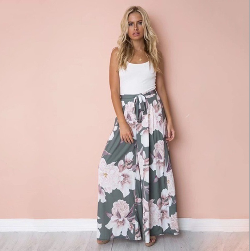 2021Ebay Amazon AliExpress Explosion models European and American women's high waist loose printed casual wide leg pants
