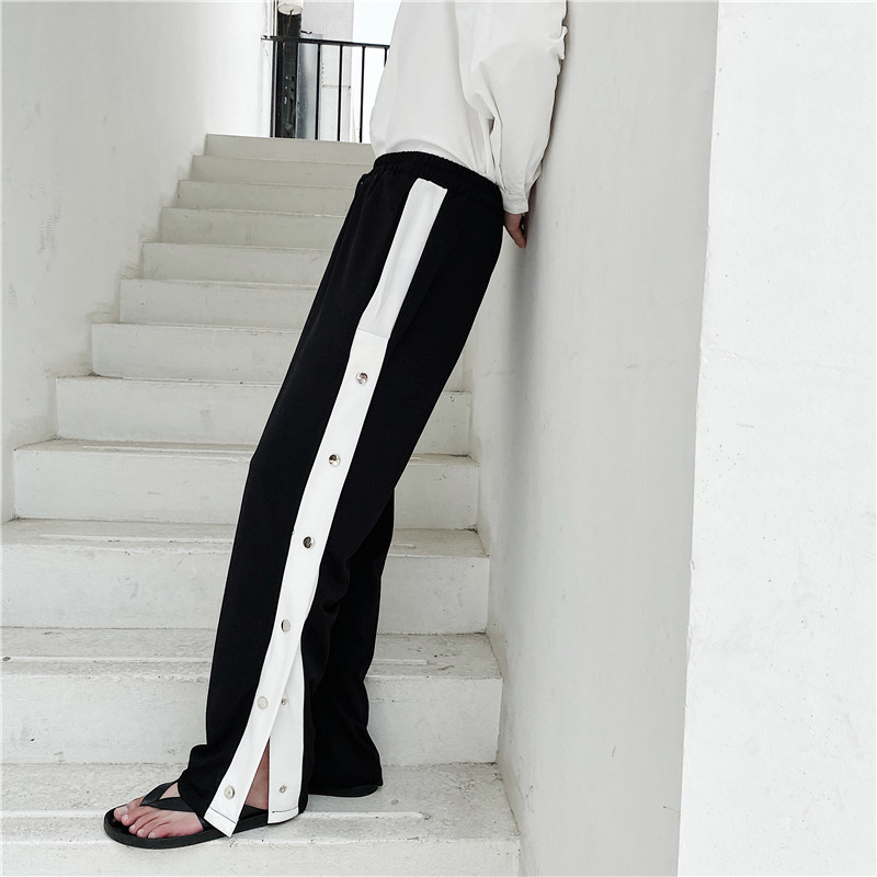 Split casual wide-leg pants