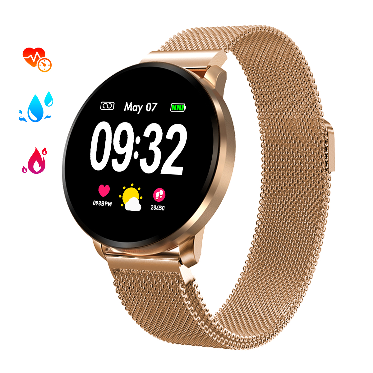 GOKOO CF08 bluetooth Touch Screen Heart Rate Sleep Monitor Female Health Tracker IP67 Waterproof Women Smart Watch Wristwatch