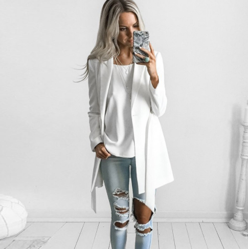 New long suit blazer slim white ladies blazer Women coat