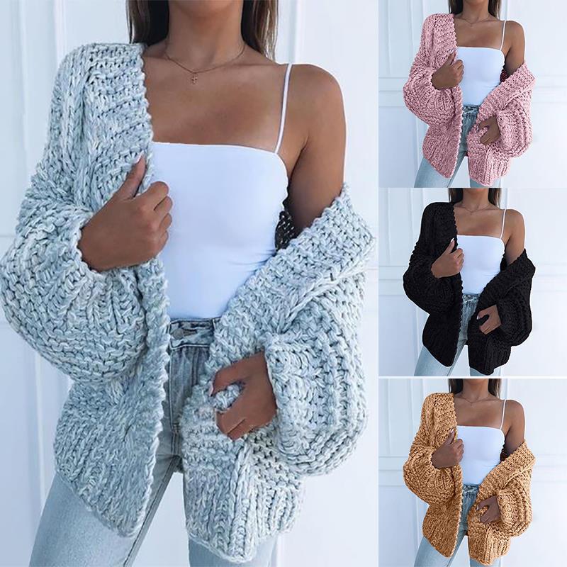Fashion Women Winter Faux Mohair Knitted Sweater Loose Warm Cardigan Casual Coat Woman Sweater