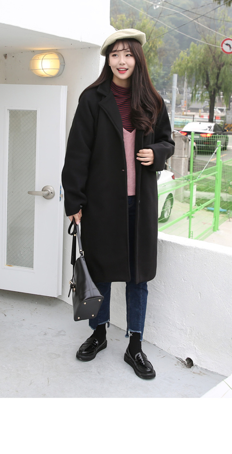 Winter Women Casual Coat Pockets Jackets Woolen coat