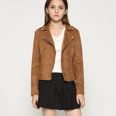 Wish 2021 autumn and winter new lapel, slanted zipper, female suede jacket