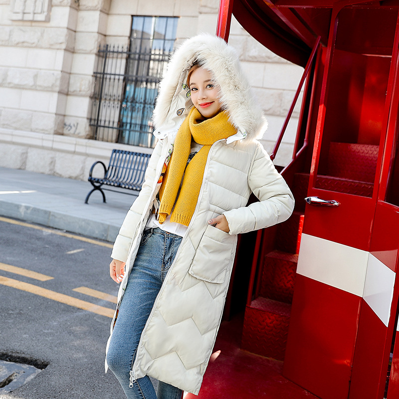 Reversible cotton-padded jacket with hooded big fur collar