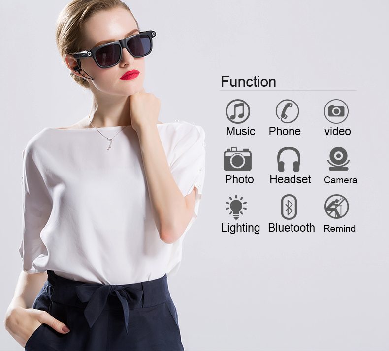 Portable Mini Glasses Camera HD 720/1080P Sport DV Bluetooth Smart Sunglasses Outdoor with 8GB / 32GB Memory Card and Headset