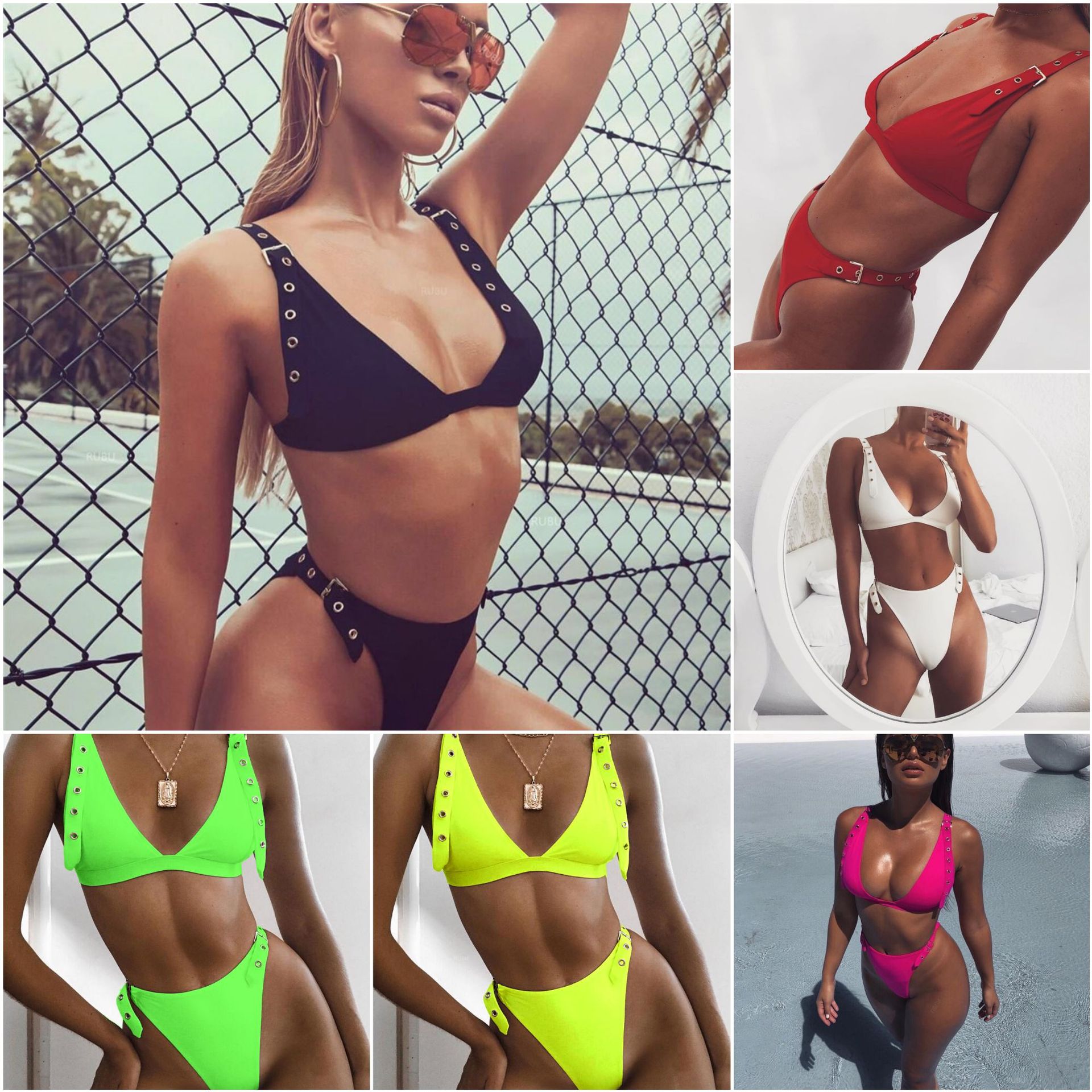 2021 Speed Sells Explosive Models Ladies Split Swimsuit Europe And America Sexy Buttonhole Adjustable Bikini Bikin