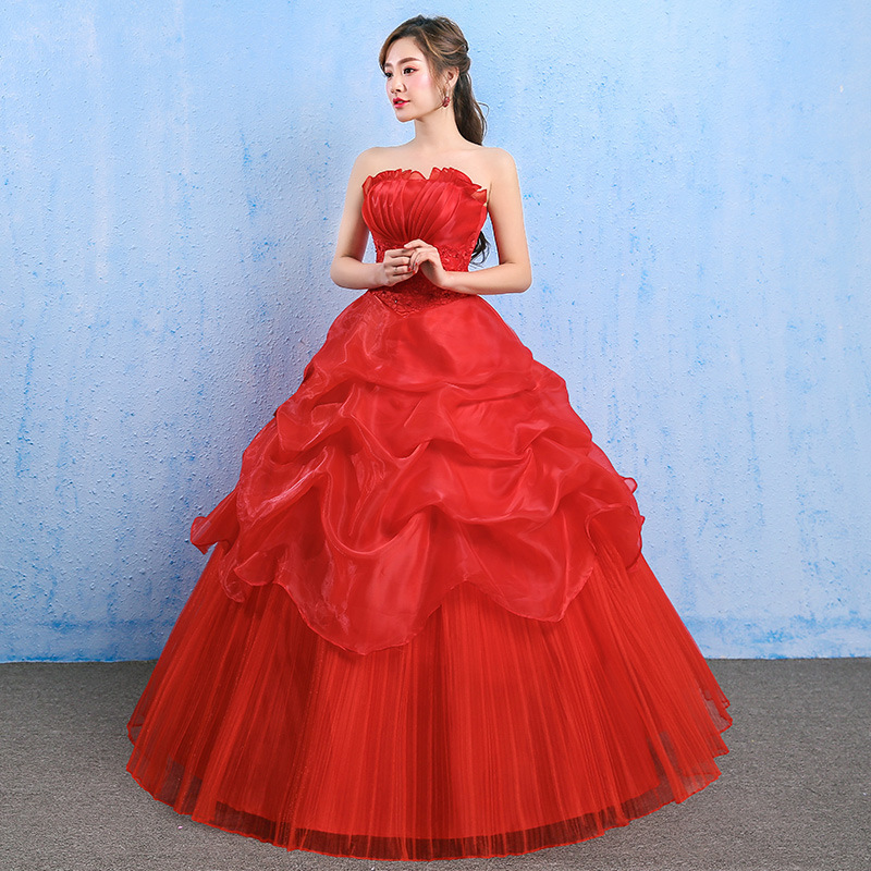 The new spring and summer 2021 Korean wedding dress bride bra size women Qi red lace was thin
