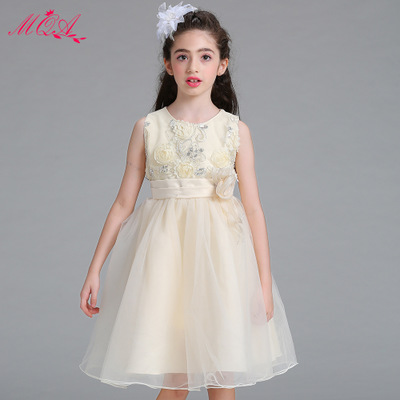 The new children's wedding dress skirt flower long sequined flower girl dress Princess Dress girls wear costumes