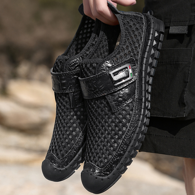WEH 2020 Summer Shoes Men Flats Loafers Breathable Casual Chaussure Homme Real Leather Driver Moccasins Loafer casual Men Shoes