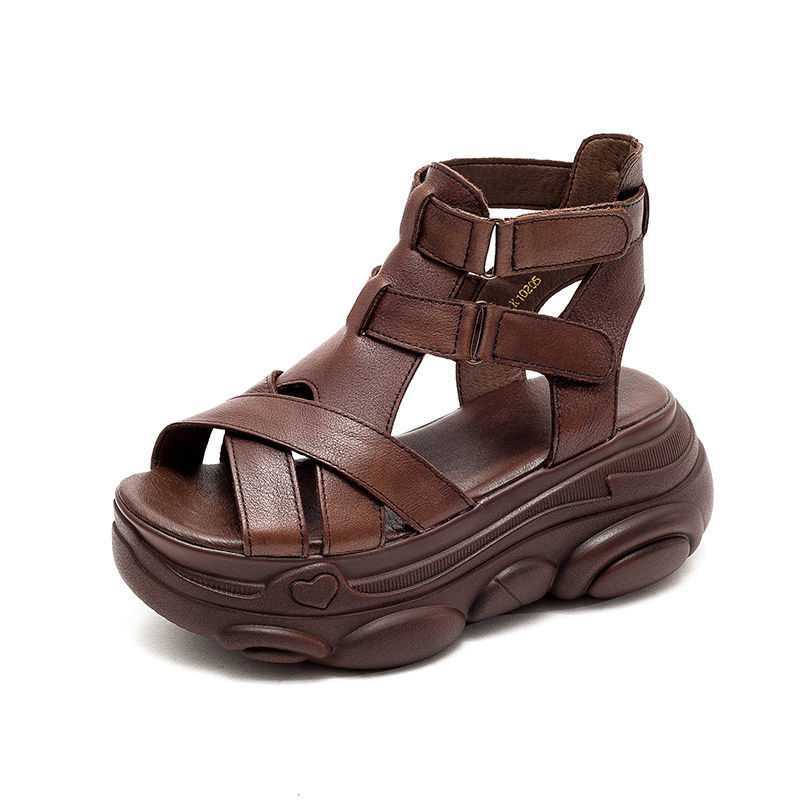 Spot 2021 Summer New High-heeled Retro Roman Sandals