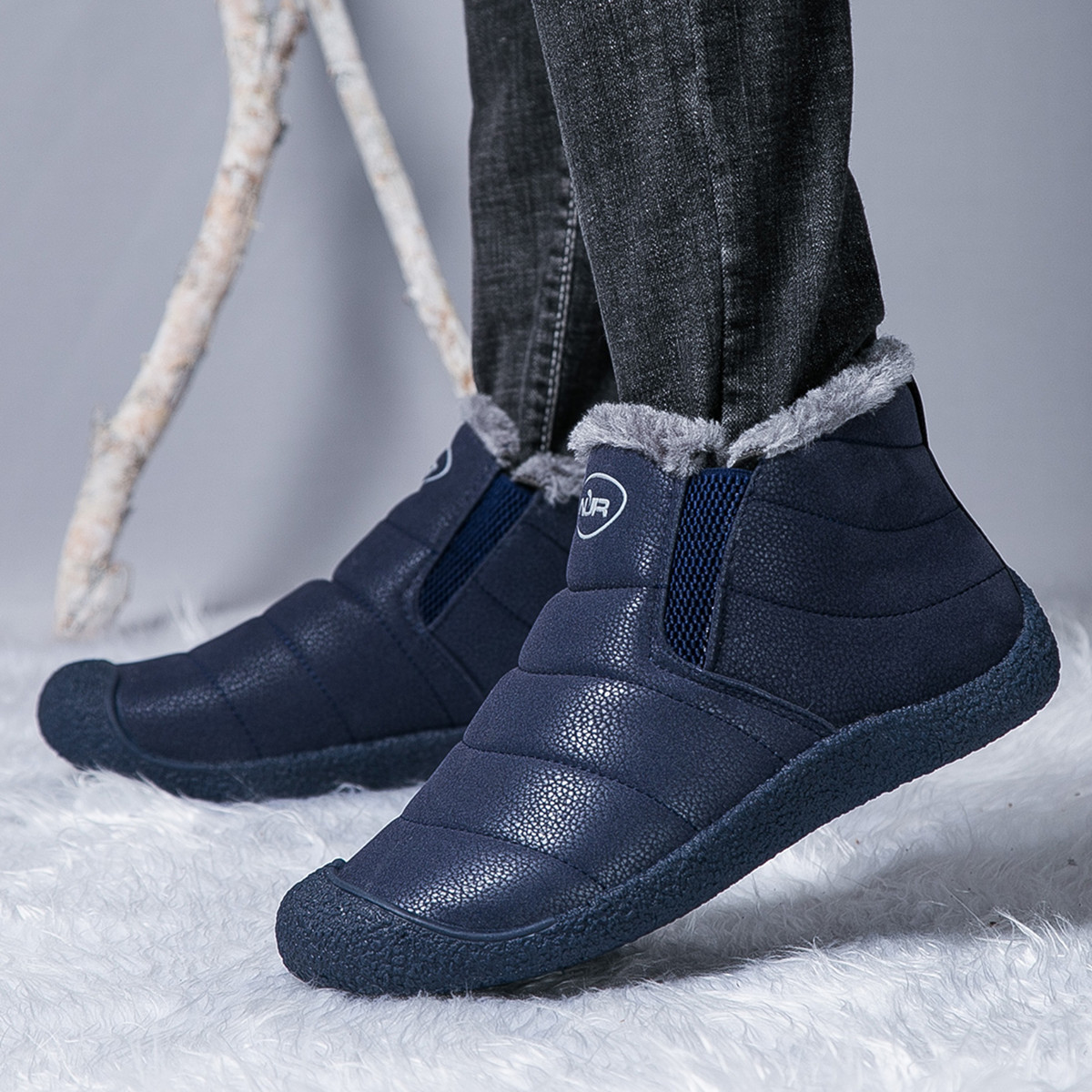 Outdoor Uniex Warm Wool Lining Slip On Flat Ankle Snow Boots Travel Sport Shoes