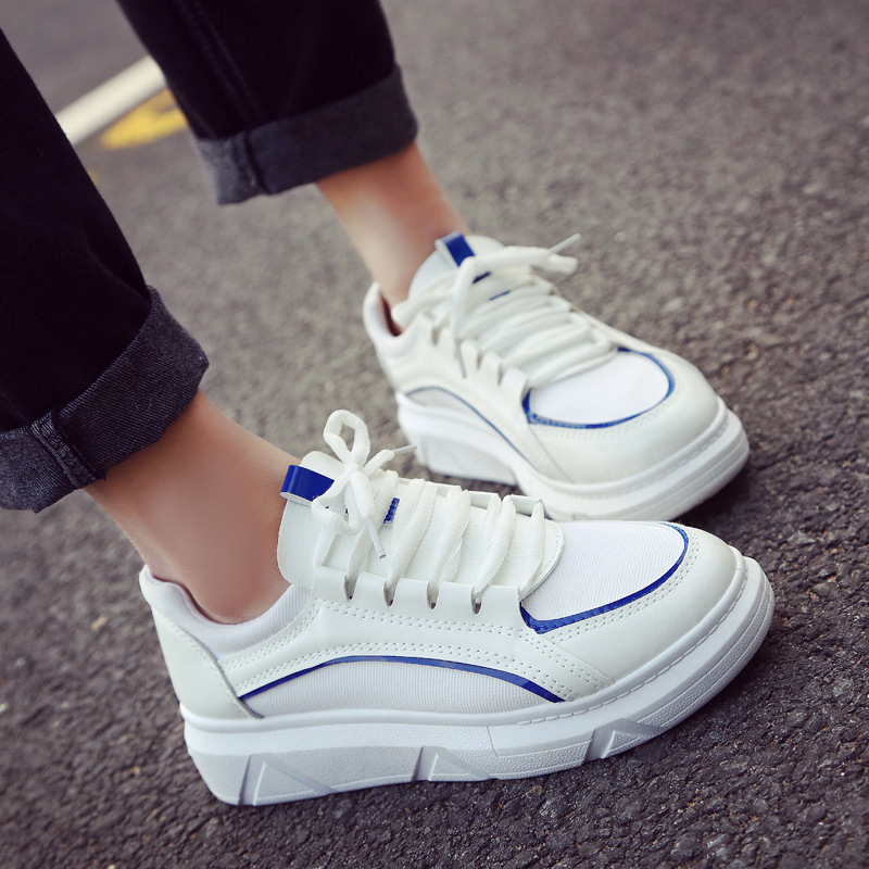 Trendy Shallow Mouth Lace-Up White Shoes Female Students All-Match Casual Sports Shoes