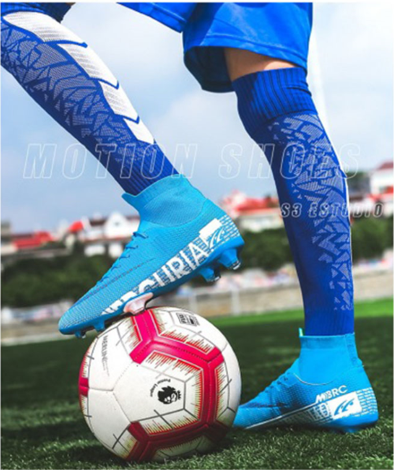 Outdoor Men Boys Soccer Shoes Football Boots High Ankle Kids Cleats Training Sport Sneakers